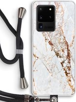 Case Company® - Coque Samsung Galaxy S20 Ultra avec cordon - Marbre Goud - Protection de téléphone avec cordon Zwart - Protection sur tous les côtés et sur les bords de l'écran