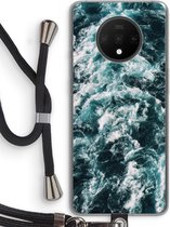 Case Company® - Hoesje met koord geschikt voor OnePlus 7T hoesje met Koord - Zee golf - Telefoonhoesje met Zwart Koord - Bescherming aan alle Kanten en Over de Schermrand