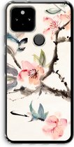 Case Company® - Hoesje geschikt voor Google Pixel 5 hoesje - Japanse bloemen - Soft Cover Telefoonhoesje - Bescherming aan alle Kanten en Schermrand