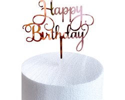 Happy Birthday TaartTopper Rose Goud TaartDecoratie Cake Topper Taart Topper Decoratie Verjaardag Versiering – 1 Stuk