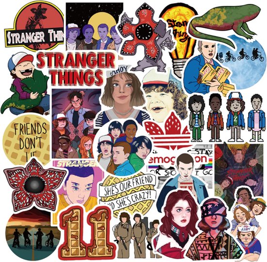 50x Stranger Things sticker - Pakket stickers voor op de laptop, muur, agenda, auto - Merkloos