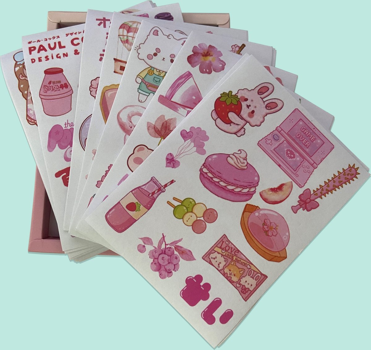 Bullet Journal Stickers - 50 Vellen - Manga, Pink, Cute, Kawaii, Vaporwave - Stickervellen voor Planners, Agenda's, Scrapbook - Cadeau onder €15, Kerstcadeau, Sinterklaascadeau, Schoencadeau