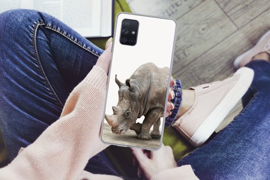 Coque Samsung Galaxy A51 - Garçons - Enfants - Filles - Rhinocéros - Kids - Coque de téléphone en Siliconen