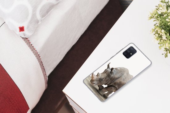 Coque Samsung Galaxy A51 - Garçons - Enfants - Filles - Rhinocéros - Kids - Coque de téléphone en Siliconen