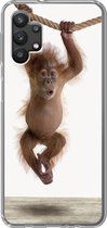Geschikt voor Samsung Galaxy A32 5G hoesje - Aap - Dieren - Kinderen - Orang Oetan - Jongetjes - Meisjes - Siliconen Telefoonhoesje