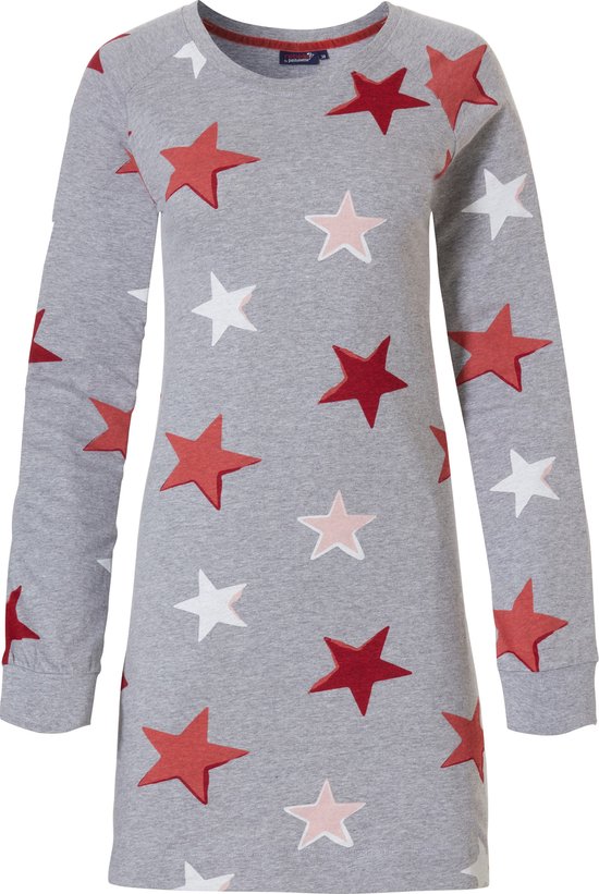 Rebelle - Colourful Star - Nachthemd - Grijs/Rood - Maat 46