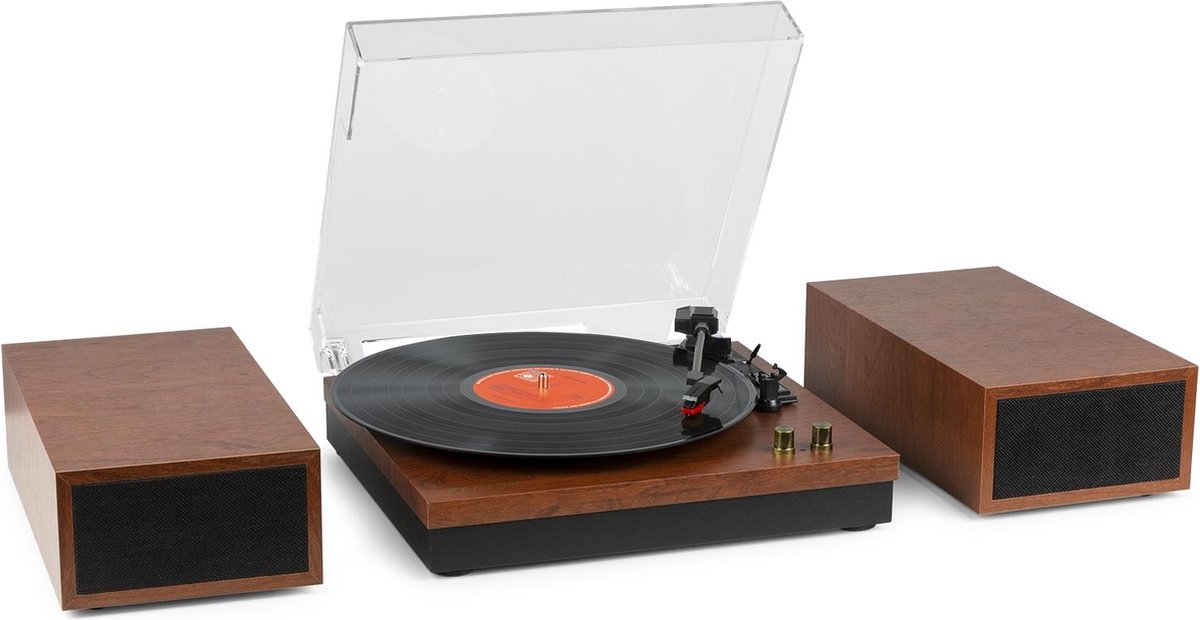 Retro Platenspeler met Bluetooth en Speakers - Fenton RP165C - Incl. Naald - Kersen