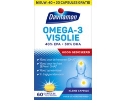 Davitamon Omega 3 Visolie - Hooggedoseerde omega 3 visolie  -  Voedingssupplement - 60 visolie capsules