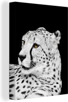 Toile léopard noir et blanc 60x80 cm - Tirage photo sur toile (Décoration murale salon / chambre) / Peintures sur toile Animaux