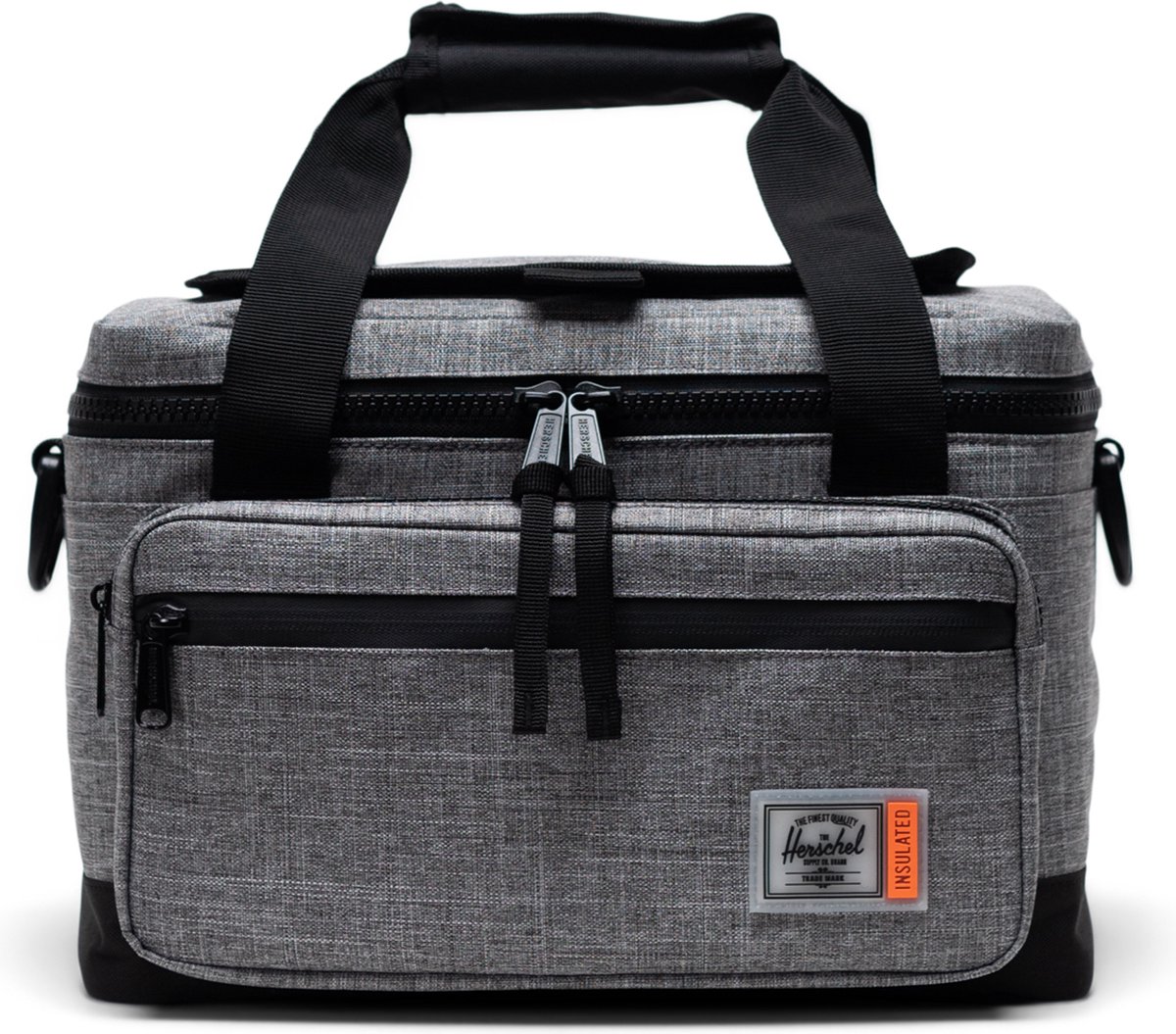 Insulated | Pop Quiz Cooler 12 Pack - Raven Crosshatch / Koeltas - 100% gerecycleerd materiaal / lekvrij / geschikt voor 12 blikjes / voorvak met flessenopener / easy-access velcro opening / levenslange garantie (limited) / Grijs
