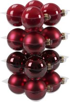 Othmar Decoration kerstballen - 16x st - rood/donkerrood - 8 cm - glas - mat/glans