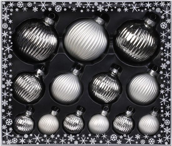Cadeau huis geschenk Inge goods Kerstballen met piek - 13st - glas - zilver - 4-6-8 cm | bol.com
