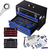Arebos Mallette à outils avec 172 pièces d'outils en chrome vanadium | pour la maison, le garage et l'atelier | boîte à outils équipée avec 3 tiroirs | verrouillable | rouge/noir