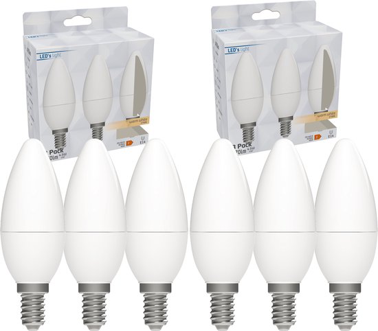ProLong LED Kaarslamp E14 - Warm wit - 4.5W vervangt 40W - C35 Mat - 6 Kaarslampen