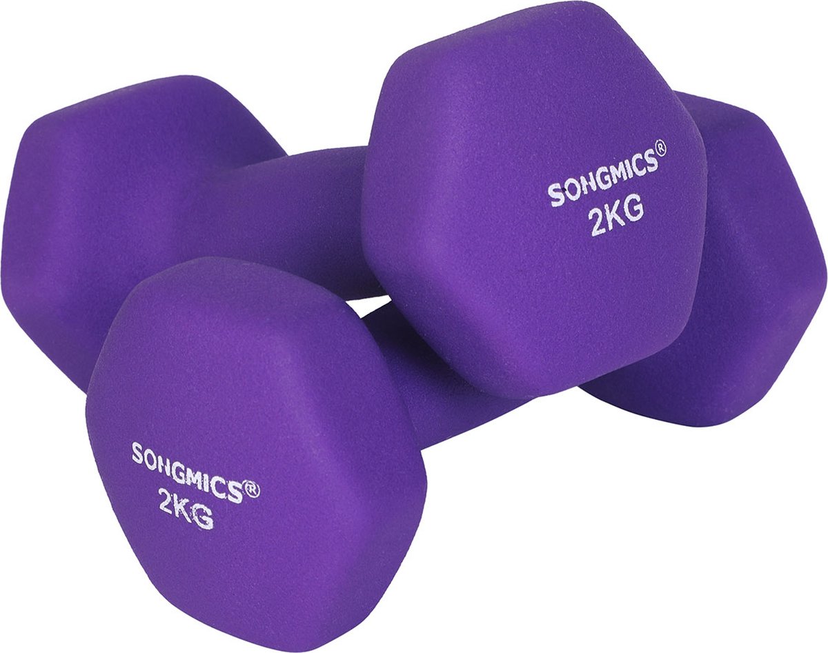 Dumbells - Halterset - Gewichten - Dumbells set - Barbells - Gewichten fitness - Set van 2 - 4 kg - Paars