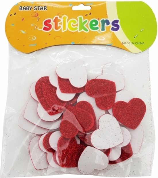 Glitter hartjes stickertjes 30 stuks