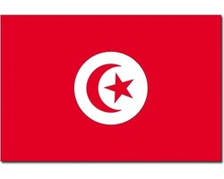 Vlag van Tunesie - 90 x 150 cm - feestartikelen - landen thema - supporters versieringen - met ringen