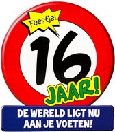 Stopbord wenskaart - 16 jaar - sweet sixteen - 16 x 14 cm - verjaardagskaart - 16e verjaardag - kaarten