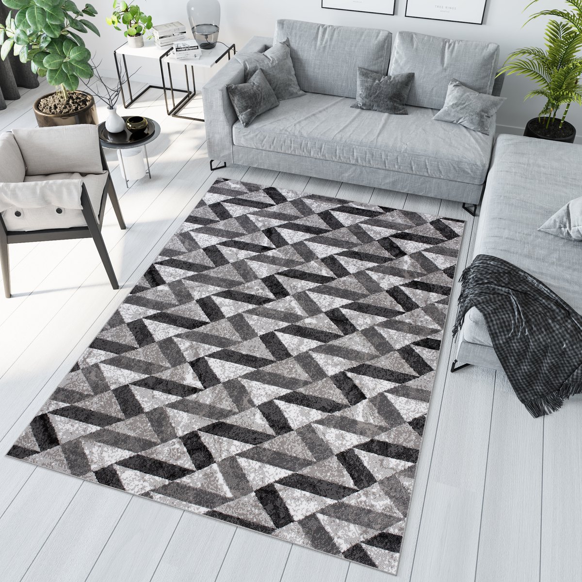 Tapiso Maya Vloerkleed Grijs Zwart Woonkamer Abstract Tapijt Maat- 180x250