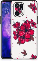 Telefoon Hoesje OPPO Find X5 Pro Foto hoesje met Zwarte rand Blossom Red