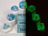 Chessex 7-Die set Gemini - Pearl Turquoise-White/Blue