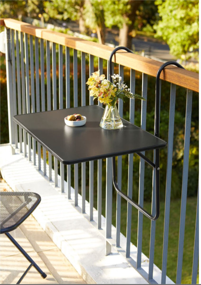 balkontafel inklapbaar - balkon hangtafel - in hoogte verstelbaar -  antraciet -... | bol.com