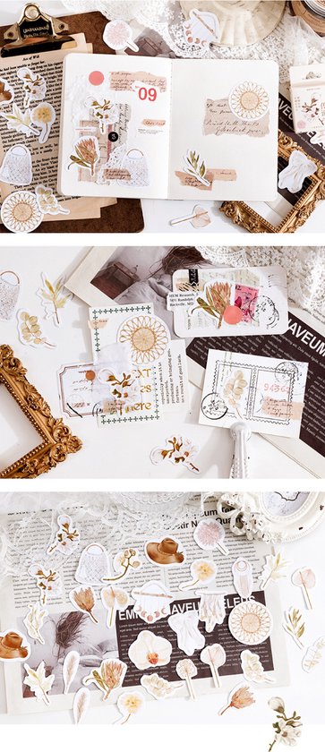 46 Stickers Soft Flowers / Dreamcatcher - Bullet Journal Stickers - Planner Agenda Stickers - Planten - Bloemen - Scrapbook stickers - Laptop stickers - Telefoon stickers - Bujo stickers - Stickers volwassenen en kinderen