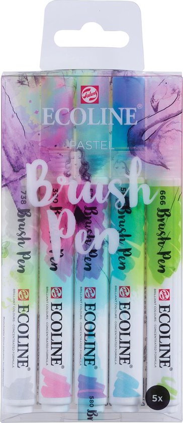 Brushpen Talens Ecoline set-pastel assorti blister à 5 stuks ass – 3 stuks