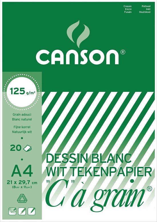 Canson tekenblok C à grain 125 g/m², ft 21 x 29,7 cm (A4) 10 stuks | bol