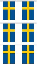 3x Buiten vlaggenlijnen Zweden 3 meter - Zweedse vlag - Zweden landen thema decoratie