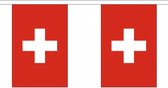 2x Buiten vlaggenlijn Zwitserland 3 meter - Zwitserse vlag - Supporter feestartikelen - Landen decoratie en versieringen