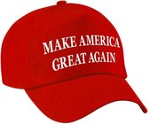 Feestpet make America great again - rood - volwassenen - Donald Trump - verkleed pet / carnaval pet - USA - Amerika