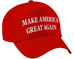 Feestpet make America great again - rood - volwassenen - Donald Trump - verkleed pet / carnaval pet - USA - Amerika
