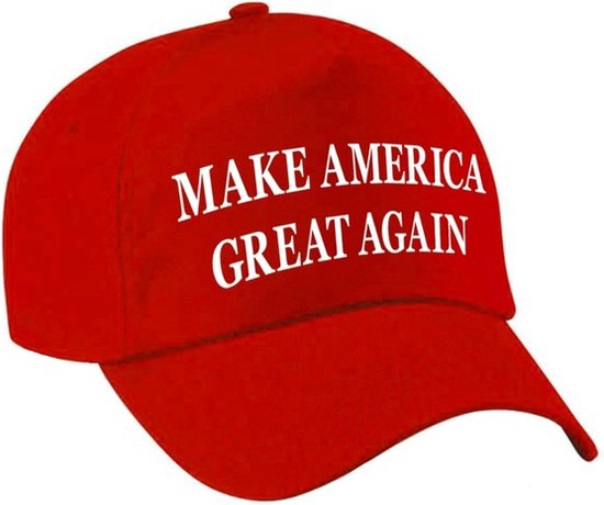 Feestpet make America great again - rood - volwassenen - Donald Trump - verkleed pet / carnaval pet - USA - Amerika