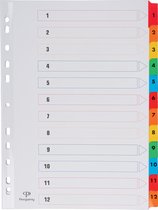 Onglets Pergamy avec feuille d'index, pi A4, perforation 11 trous, couleurs assorties, jeu 1-12