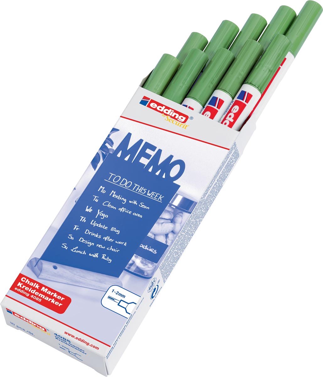 Krijtstift edding by Securit 4085 rond 1-2mm groen metallic - 10 stuks - 10 stuks