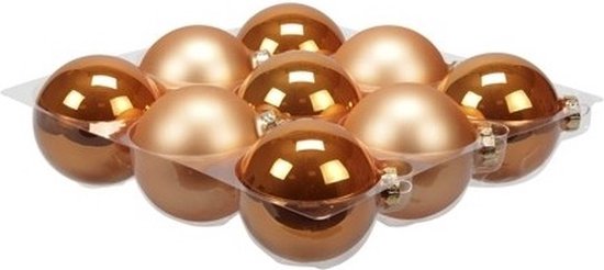 Othmar Decorations Kerstballen - 9 st - glas - oranje - mat-glans - 10 cm
