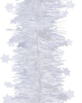 1x Kerstslingers sterren winter wit 270 cm - Guirlande folie lametta - Winter witte kerstboom versieringen