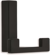 1x Luxe kapstokhaken / jashaken modern zwart met dubbele haak - hoogwaardig metaal - 4 x 6,1 cm - kapstokhaakjes