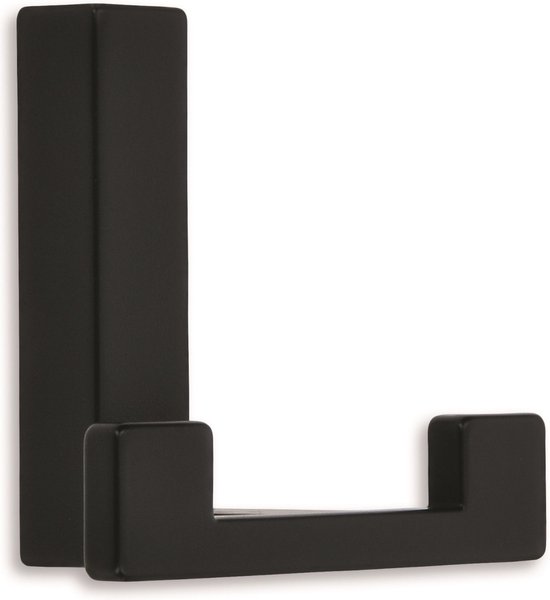 1x Patères / patères de Luxe noir moderne avec double crochet - métal de haute qualité - 4 x 6,1 cm - patères / crochets de penderie en métal