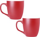 10x Tasse/tasse à boire rouge 440 ml - Céramique - Tasses/tasses rouges pour le petit-déjeuner et le déjeuner