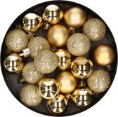 60x stuks kleine kunststof kerstballen goud 3 cm mat/glans/glitter - Onbreekbare plastic kerstballen - Kerstversiering