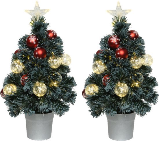 Zwijgend Gesprekelijk Bedoel Fiber optic kerstboom/kunst kerstboom met verlichting en kerstballen 60 cm  - Fibre... | bol.com