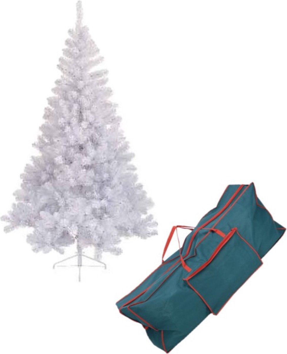 Kunst kerstboom wit Imperial pine 340 tips 150 cm inclusief opbergzak - Kunstbomen/kunst kerstbomen