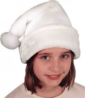 Witte pluche kerstmutsen voor kinderen - Kerstaccessoires/kerst verkleedaccessoires - voor jongens en meisjes