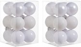24x Witte kunststof kerstballen 6 cm - Mat/glans - Onbreekbare plastic kerstballen - Kerstboomversiering wit