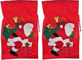 Set van 2x stuks luxe Kerst cadeauzak vilt 68 x 43 cm - Kerst cadeautjes opbergzak