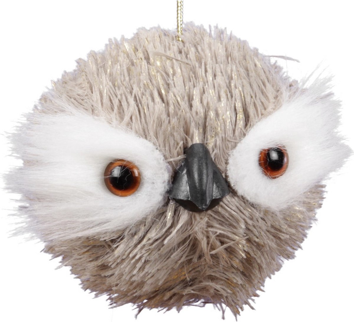 Othmar Decorations 1x Kersthanger figuurtjes uil beige 9 cm - Kerstornamenten en kersthangers - Kerstboomversiering