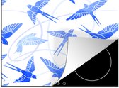 KitchenYeah® Inductie beschermer 59x52 cm - Patroon - Blauw - Vogel - Kookplaataccessoires - Afdekplaat voor kookplaat - Inductiebeschermer - Inductiemat - Inductieplaat mat