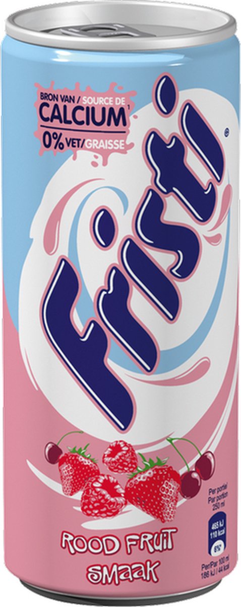 Fristi Yoghurtdrank in blik | Rood Fruit (pak 24 x 250 milliliter)